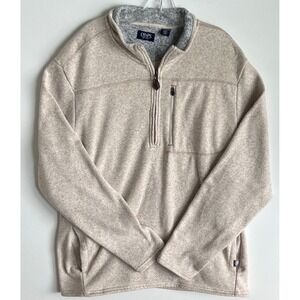Chaps Mens XXL Tan Heathered Fleece Quarter Zip Pullover
